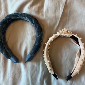 Blue and Beige Headbands with Pearls